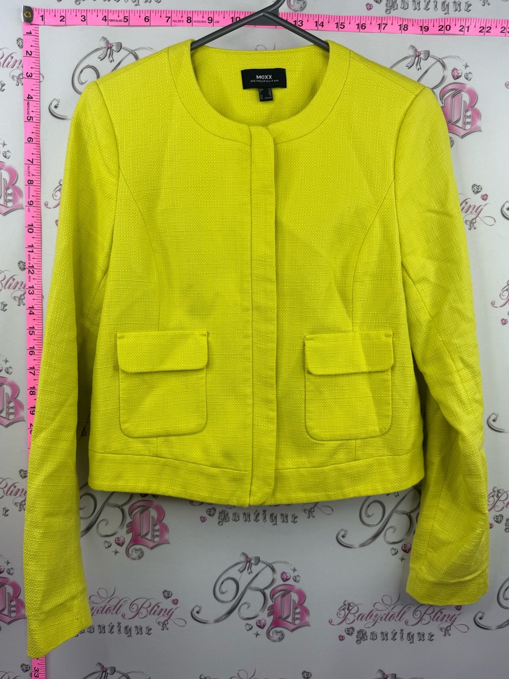 Mexx blazer jacket Bright Lime Yellow Textured Cropped Blazer